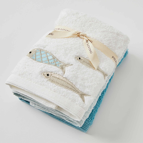 Pilbeam's Aqua Fish Face and Hand Towels