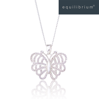 Equilibrium Butterfly Sparkle Necklace - Silver