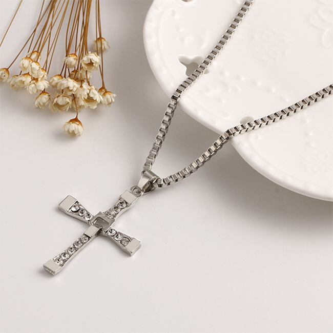 Fast and Furious Styled Crystal Cross Necklace