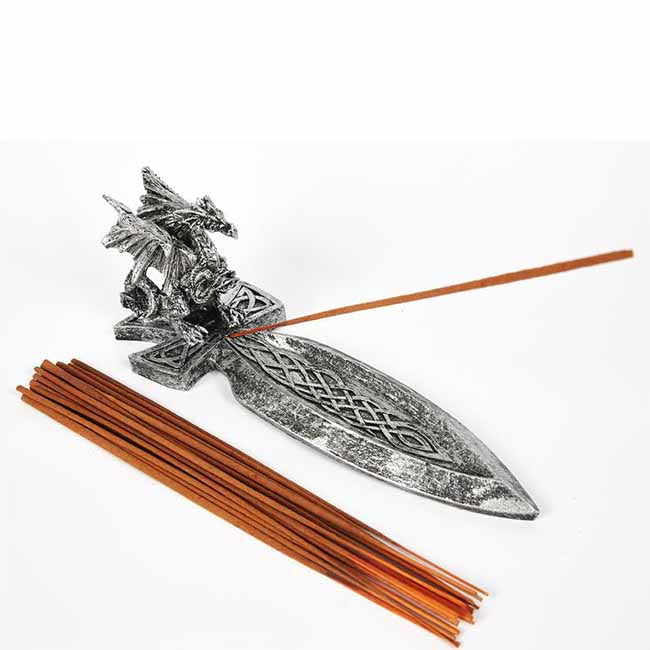Dragon on Celtic Sword Incense Burner